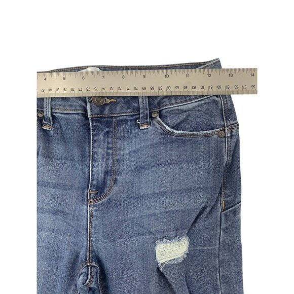 No Boundaries Juniors Distressed Skinny Jeans Medium Wash Denim Casual Size 5 - Picture 7 of 13